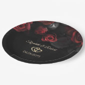 Elegante rode rozen Gotische bruiloft Papieren Bordje (Gekanteld)