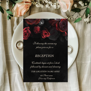 Elegante rode rozen Gotische bruiloft receptie Kaart