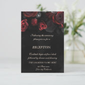 Elegante rode rozen Gotische bruiloft receptie Kaart (Staand voorkant)