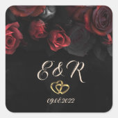 Elegante rode rozen Gotische bruiloft Vierkante Sticker (Voorkant)