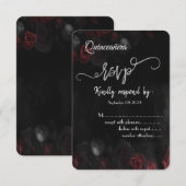 Elegante rode rozen Gotische Quinceañera RSVP Kaart (Voorkant / Achterkant)