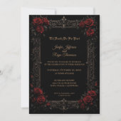 Elegante rode rozen Gotische trouw uitnodiging (Voorkant)