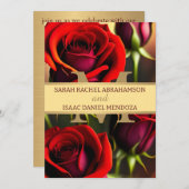 Elegante rode rozen goud mooie bruiloft kaart (Voorkant / Achterkant)