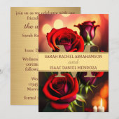 Elegante rode rozen goud mooie bruiloft kaart (Voorkant / Achterkant)