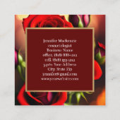 Elegante rode rozen goud vierkante visitekaartje (Achterkant)