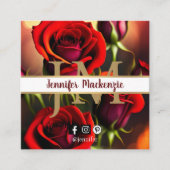 Elegante rode rozen goud vierkante visitekaartje (Voorkant)