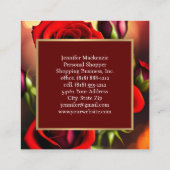 Elegante rode rozen goud vierkante visitekaartje (Achterkant)