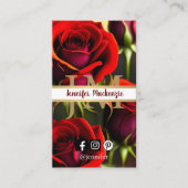 Elegante rode rozen goud visitekaartje (Voorkant)