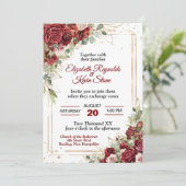 Elegante Rode Rozen Huwelijk Kaart (Staand voorkant)