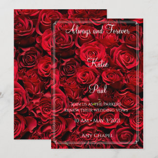 Elegante Rode Rozen Huwelijksuitnodiging Kaart