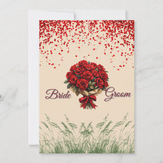 Elegante Rode Rozen Huwelijksuitnodiging Kaart