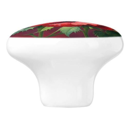 Elegante rode rozen keramische knop (Zijkant)