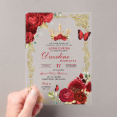 Elegante rode rozen kroon quinceanera uitnodiging (Insitu (Draagbaar))