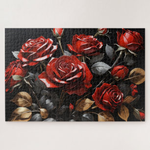 Elegante rode rozen legpuzzel