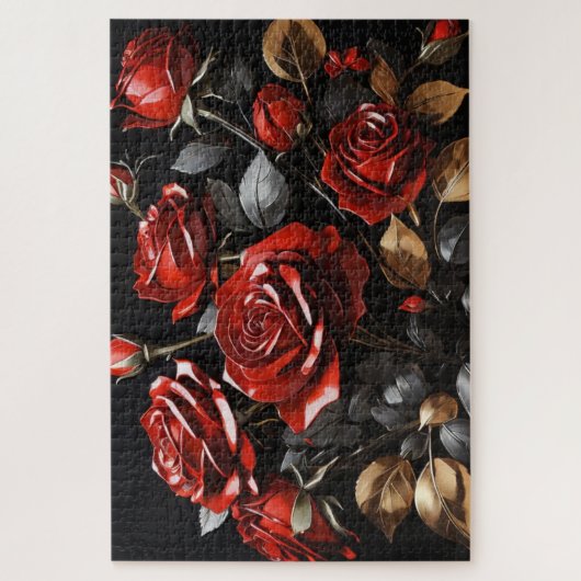 Elegante rode rozen legpuzzel (Verticaal)