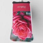 Elegante rode rozen met regendruppels golfheadcover (Draai 90)