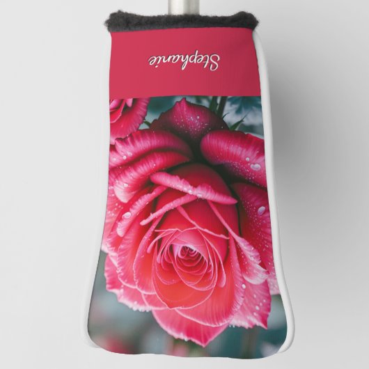 Elegante rode rozen met regendruppels golfheadcover (Draai 90)