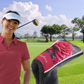 Elegante rode rozen met regendruppels golfheadcover