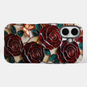 Elegante rode rozen met vlinders in glas-in-lood Case-Mate iPhone case (Achterkant (horizontaal))