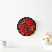 Elegante rode rozen met vlinders ronde klok (Huis)