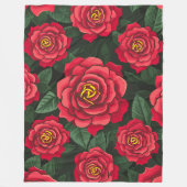 Elegante rode rozen met weelderige groene bladeren fleece deken (Voorkant)