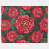 Elegante rode rozen met weelderige groene bladeren fleece deken (Voorkant (Horizontaal))