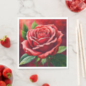 Elegante Rode Rozen Mooie Papieren Servetten (Insitu)