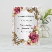 Elegante Rode Rozen Ontvangstkaart Kaart (Staand voorkant)