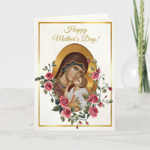 Elegante Rode Rozen Orthodoxe Christelijke Moederd Kaart