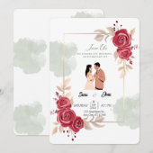 Elegante rode rozen & paar illustratie kaart (Voorkant / Achterkant)