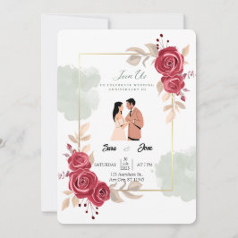 Elegante rode rozen & paar illustratie kaart