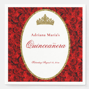 Elegante rode rozen Quinceanera servetten