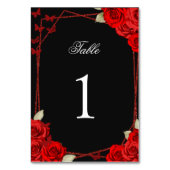 Elegante rode rozen Quinceanera tafelnummer (Achterkant)