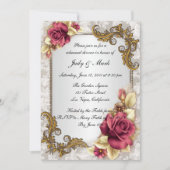 Elegante rode rozen repetitie diner uitnodiging (Voorkant)