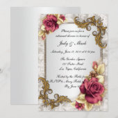 Elegante rode rozen repetitie diner uitnodiging (Voorkant / Achterkant)