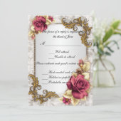 Elegante Rode Rozen Responskaart Kaart (Staand voorkant)