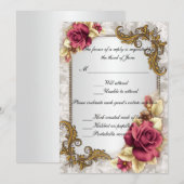 Elegante Rode Rozen Responskaart Kaart (Voorkant / Achterkant)