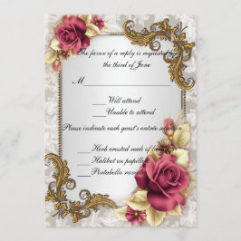 Elegante Rode Rozen Responskaart Kaart