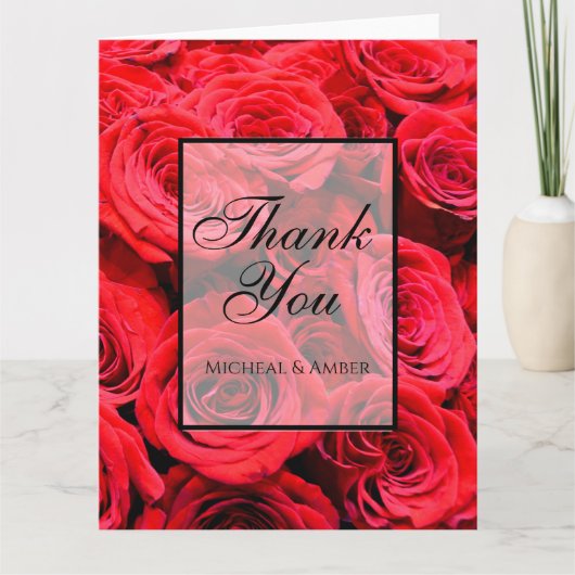 Elegante rode rozen rode bloemen rode bloemen bedankkaart (Voorkant)