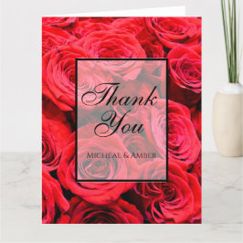 Elegante rode rozen rode bloemen rode bloemen bedankkaart