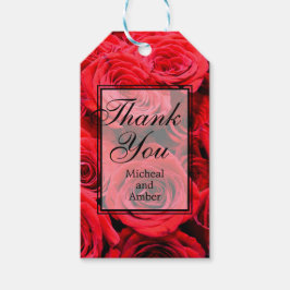 Elegante rode rozen rode bloemen rode bloemen cadeaulabel