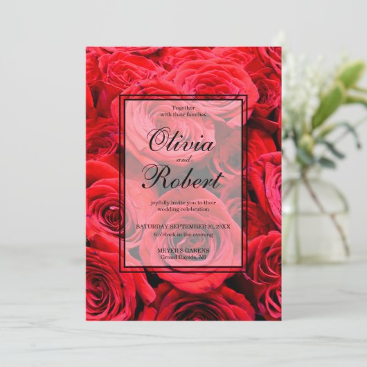 Elegante rode rozen rode bloemen rode bloemen kaart (Staand voorkant)