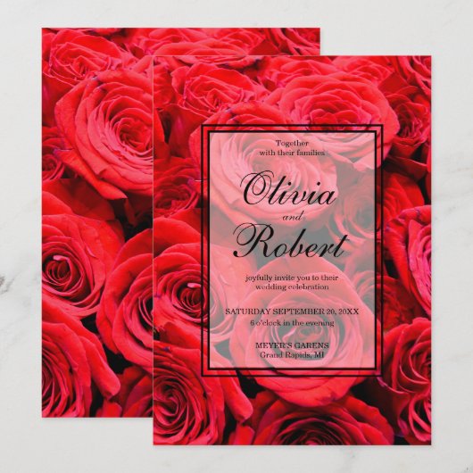 Elegante rode rozen rode bloemen rode bloemen kaart (Voorkant / Achterkant)