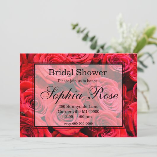 Elegante rode rozen rode bloemen rode bloemen kaart (Staand voorkant)