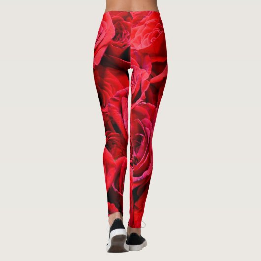 Elegante rode rozen rode bloemen rode bloemen leggings (Achterkant)