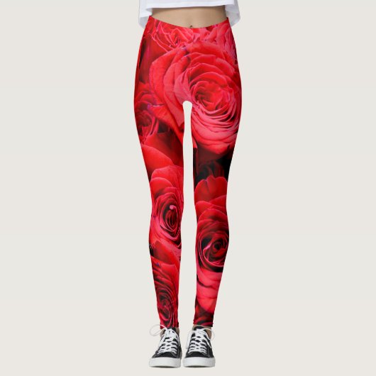 Elegante rode rozen rode bloemen rode bloemen leggings (Voorkant)