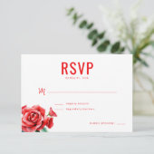 Elegante Rode Rozen RSVP Kaartje (Staand voorkant)