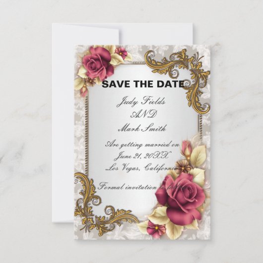 Elegante Rode Rozen Save The Date Kaart (Voorkant)