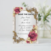 Elegante Rode Rozen Save The Date Kaart (Staand voorkant)