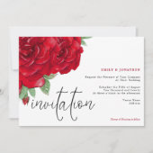 Elegante rode rozen Script Typografie Bruiloft Kaart (Voorkant)